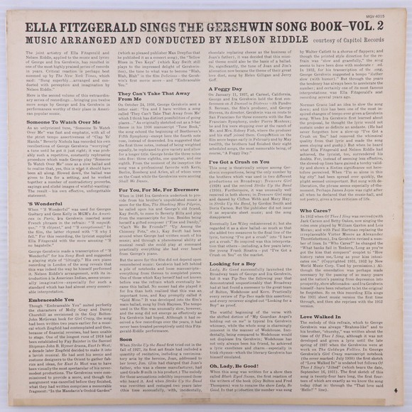 Ella Fitzgerald Sings The Gershwin Song Book Vol. 2 1957 Jazz LP Record MGV 4015 - Picture 3 of 16